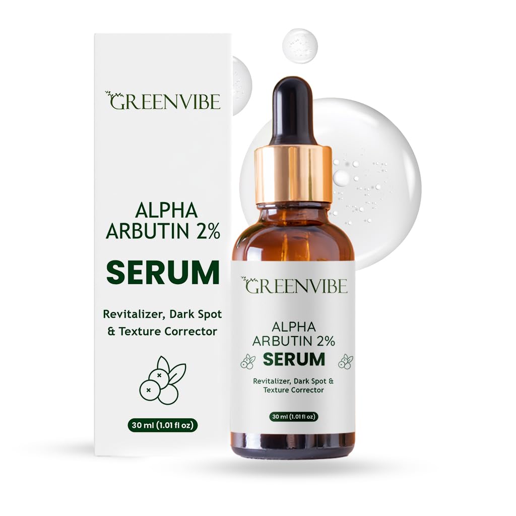 Greenvibe Alpha Arbutin 2% Face Serum for Dark Spots, Hyperpigmentation & Uneven Texture – Made in India, 30ml Brightening & Skin Revitalizer