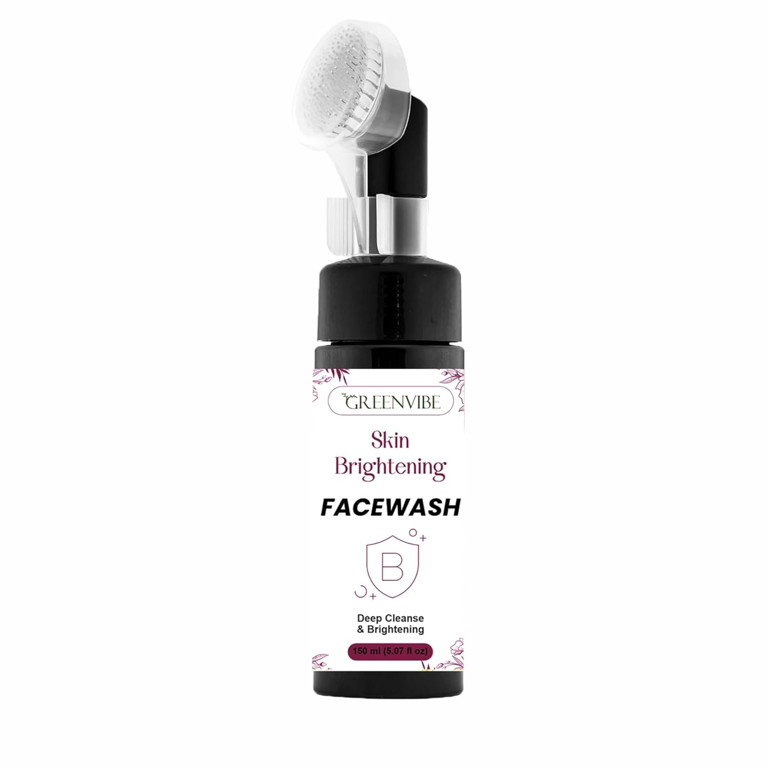 GreenVibe Skin Brightening Face Wash with Deep Cleansing Brush | Gentle Daily Cleanser for Radiant, Even Skin Tone | Glow, Smooth & Healthy Skin Face Wash (150ml)