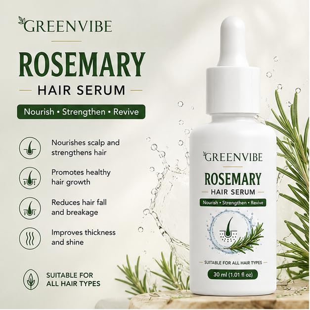 Rosemary Serum 30ml for Hair & Scalp Care | Helps Reduce Hair Fall & Breakage | Nourishes Scalp | Promotes Stronger Looking Hair | Lightweight Non Sticky Formula | Suitable for All Types