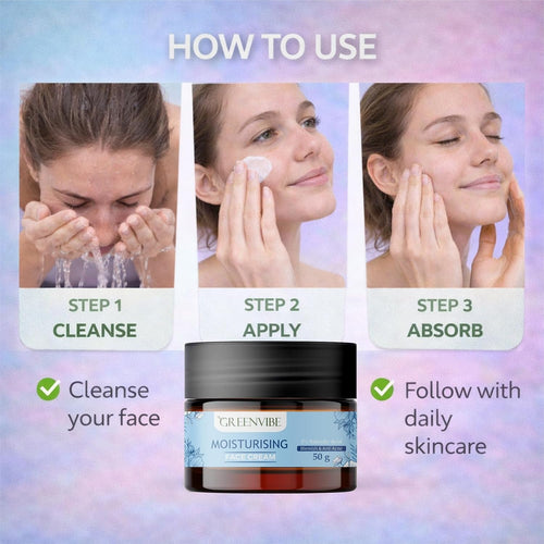 GreenVibe Moisturising Face Cream with 1% Salicylic Acid | Acne & Blemish Control Hydrating Daily Face Cream for Clear, Smooth & Healthy Skin | Oil Control Skincare Cream for Men & Women (50g)