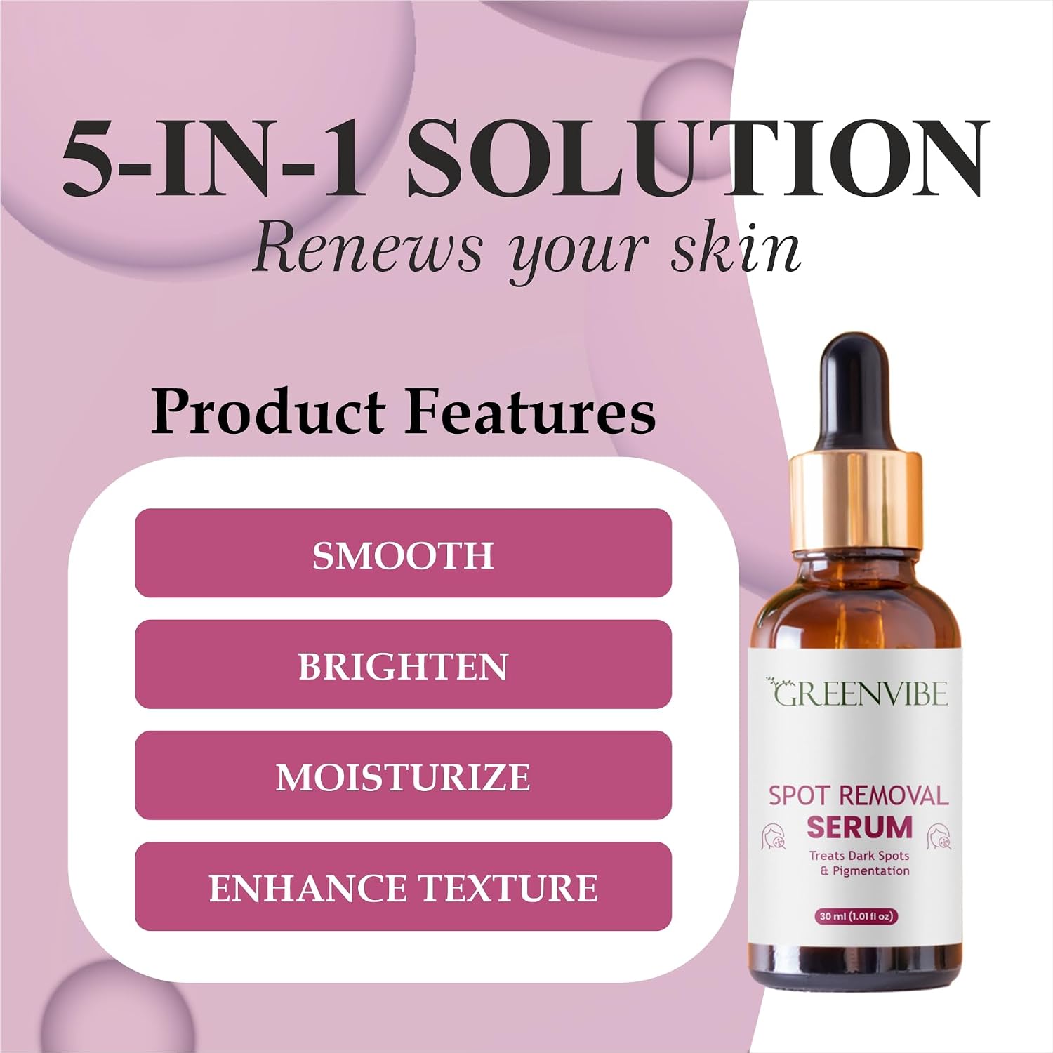Greenvibe Spot Removal Face Serum for Dark Spots & Pigmentation – Made in India, 30ml Premium Facial Serum with Dropper