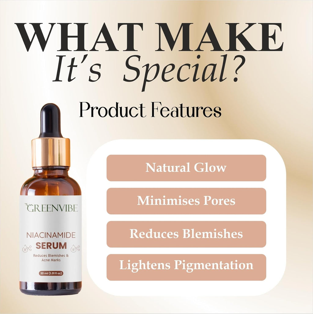 Niacinamide Face Serum 30ml | 10% Niacinamide + Zinc PCA + Hyaluronic Acid | Minimizes Pores | Controls Oil | Brightens Skin | For Oily, Combination & Blemish-Prone Skin | All Skin Types