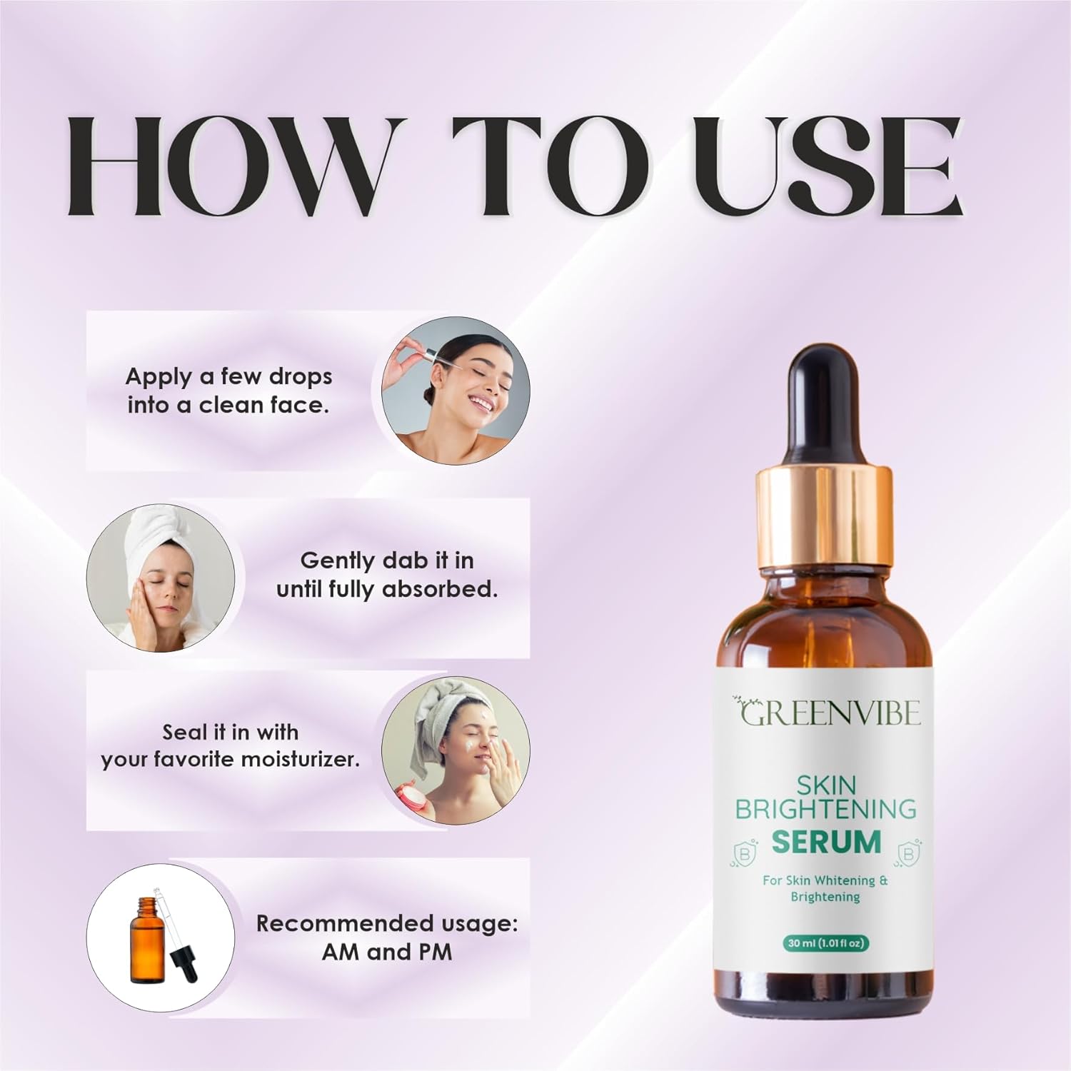 Greenvibe Skin Brightening Face Serum for Dark Spots, Pigmentation & Glowing Skin – Made in India, 30ml Radiance Boosting Serum