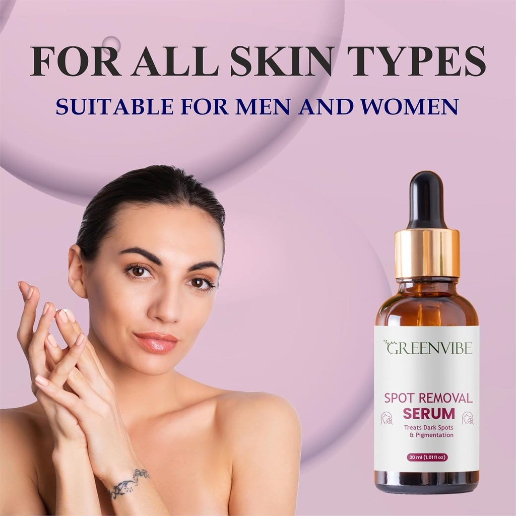 Greenvibe Spot Removal Face Serum for Dark Spots & Pigmentation – Made in India, 30ml Premium Facial Serum with Dropper