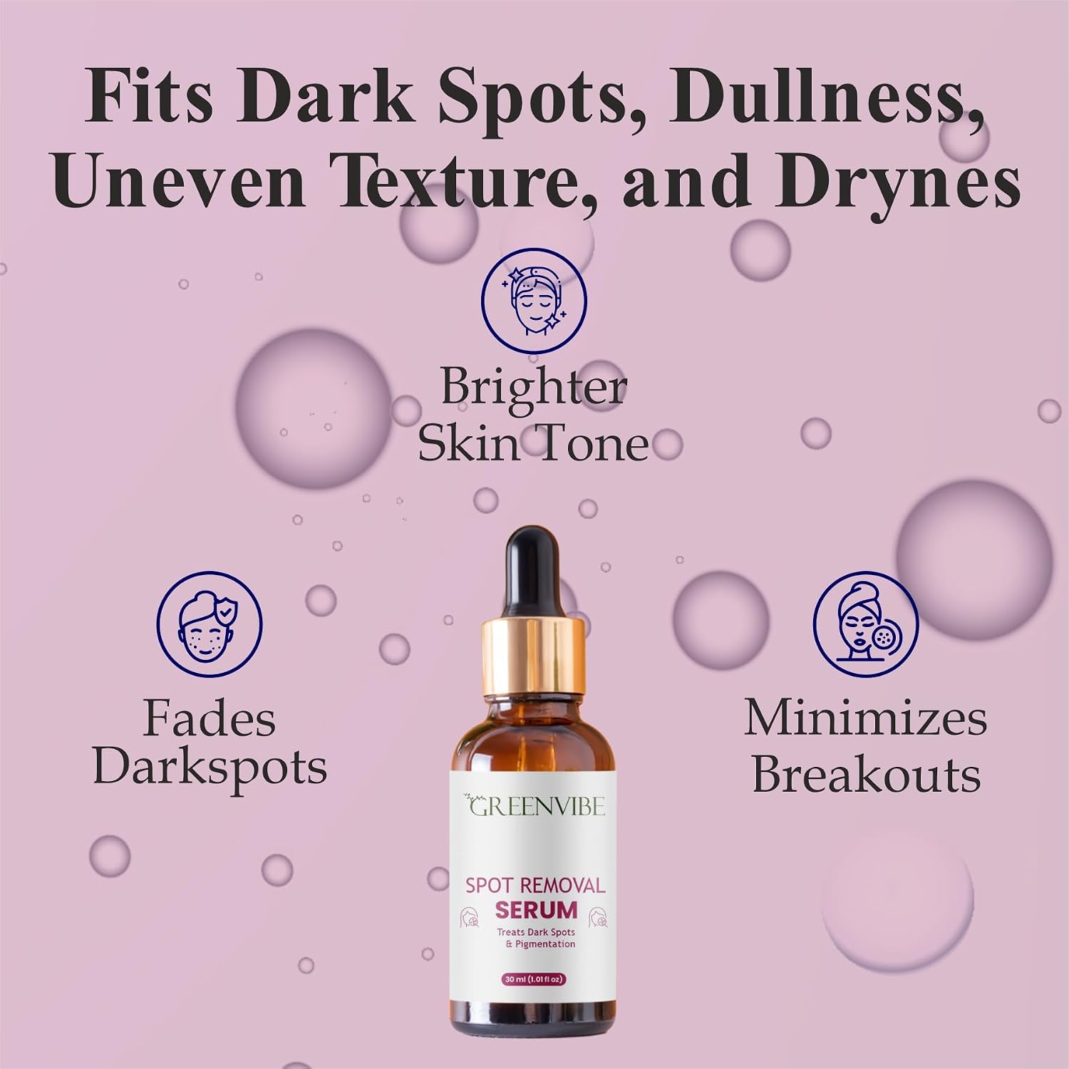 Greenvibe Spot Removal Face Serum for Dark Spots & Pigmentation – Made in India, 30ml Premium Facial Serum with Dropper