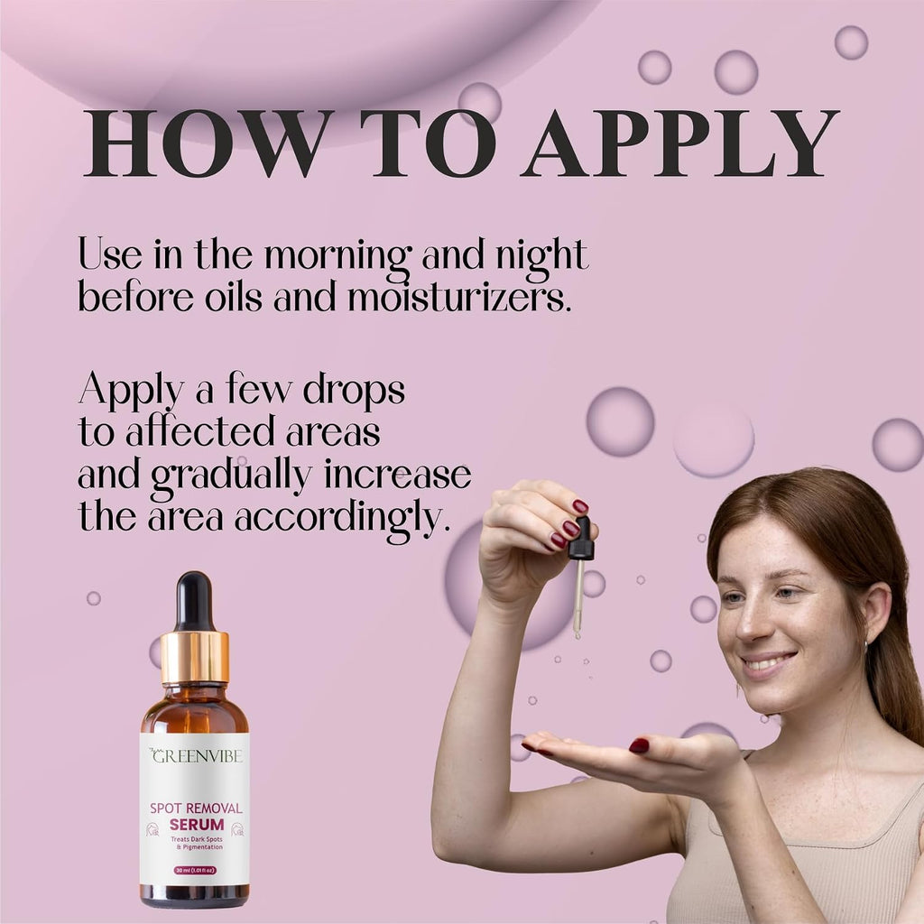 Greenvibe Spot Removal Face Serum for Dark Spots & Pigmentation – Made in India, 30ml Premium Facial Serum with Dropper