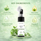 GreenVibe Green Tea Face Wash – Oil Control, Pore Cleansing & Balanced Skin | With Green Tea + Niacinamide + Glycolic Acid | 150ml